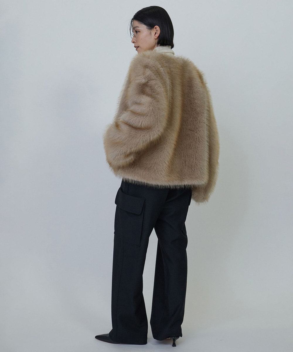 1er Arrondissement ECOPELファーショートコート ベージュ