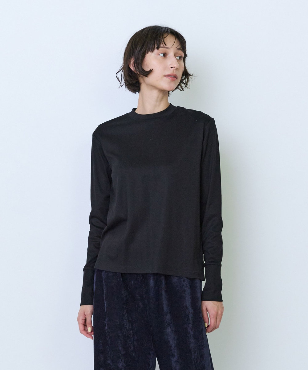 LOISIR フライス編みクルーネックプルオーバー ブラック