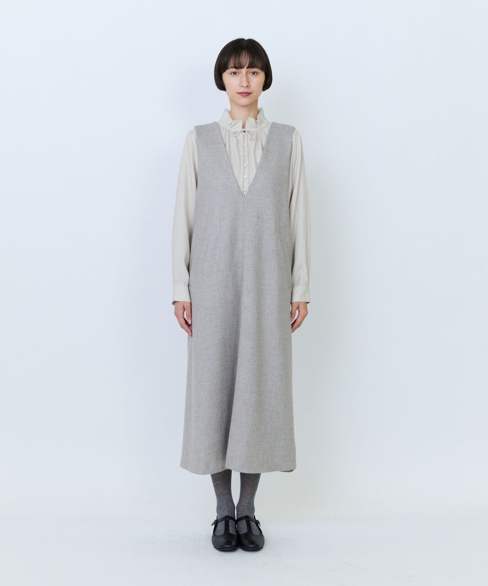 LOISIR クラシカルツイードジャンパースカート ベージュ