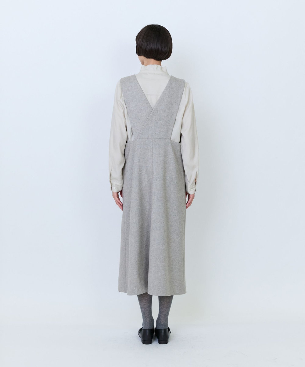 LOISIR クラシカルツイードジャンパースカート ベージュ