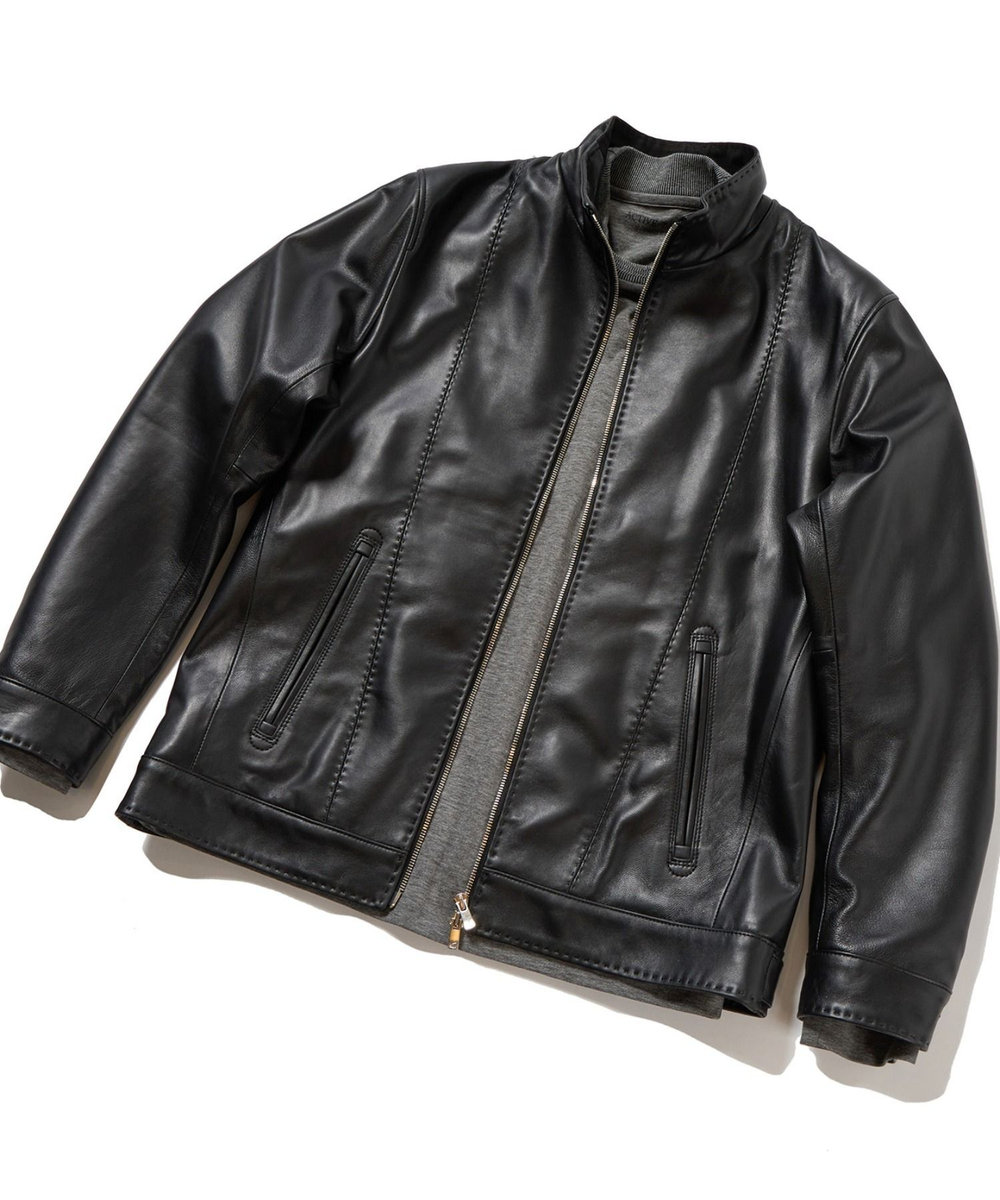 MEN'S BIGI クロームタンニングレザージャケット ブラック