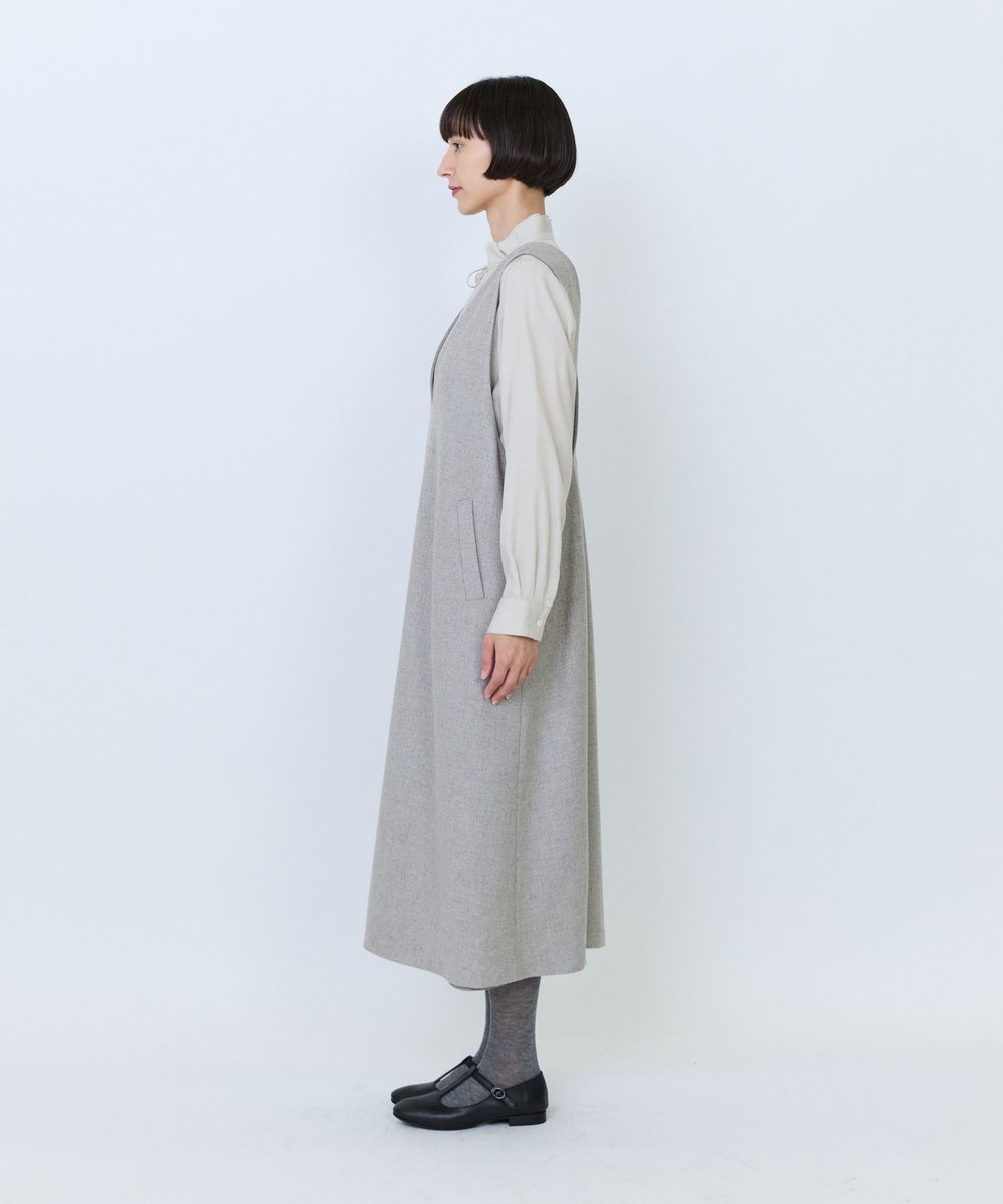 LOISIR クラシカルツイードジャンパースカート ベージュ