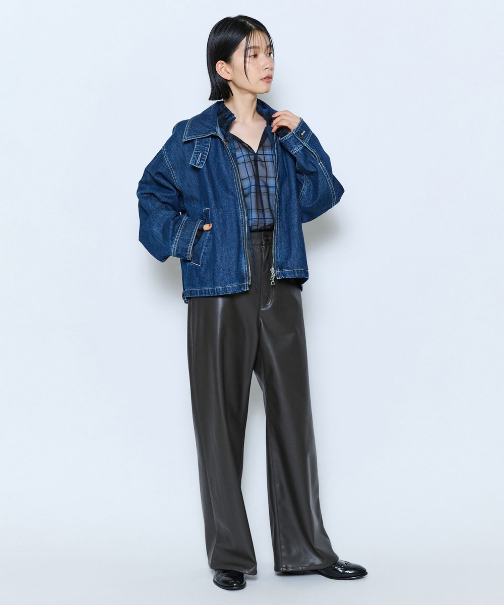 feerique feerique カラーデニムジップブルゾン インディゴブルー