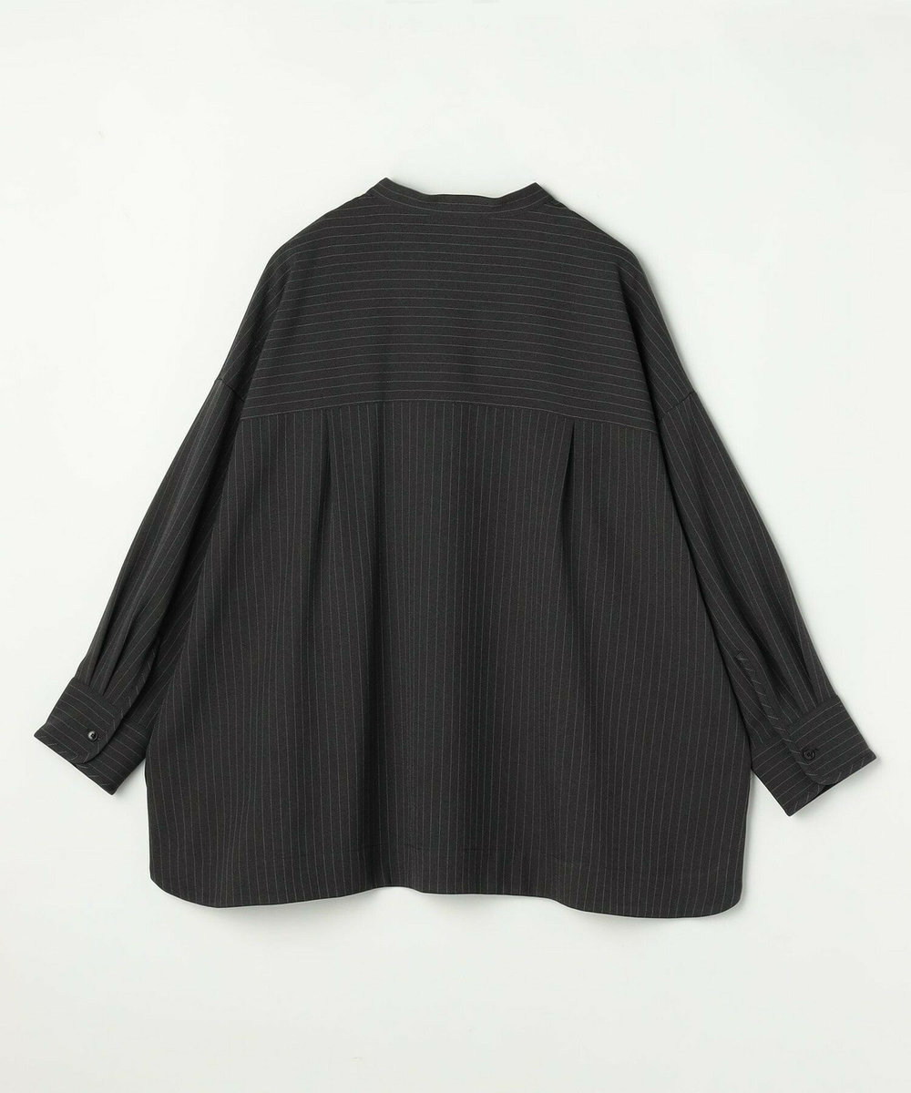 feerique Lサイズ（大きいサイズ） 【大きいサイズ】feerique ウールライクストライプオーバーサイズシャツ チャコールグレー