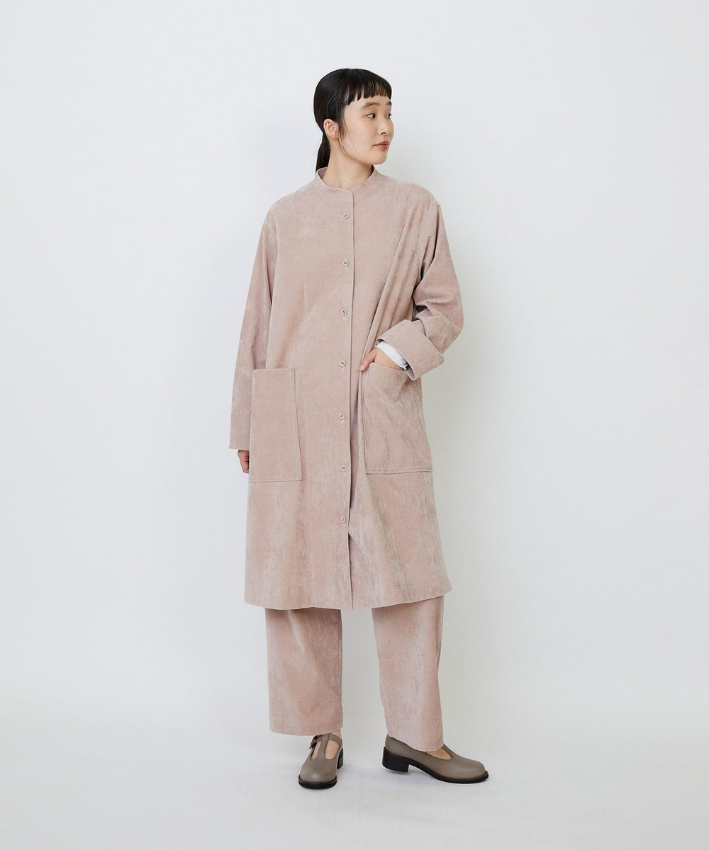 LOISIR シャンブレーベルベットワンピースコート ピンク