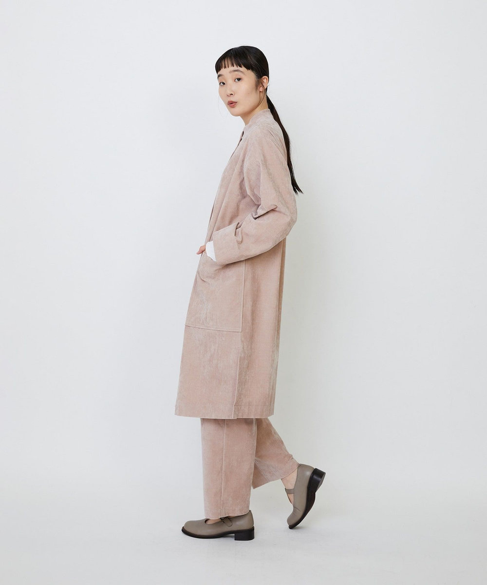 LOISIR シャンブレーベルベットワンピースコート ピンク