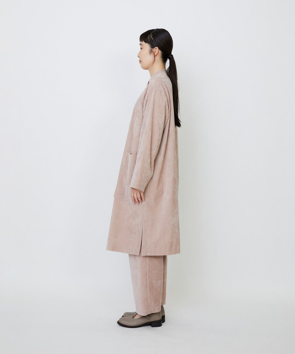 LOISIR シャンブレーベルベットワンピースコート ピンク