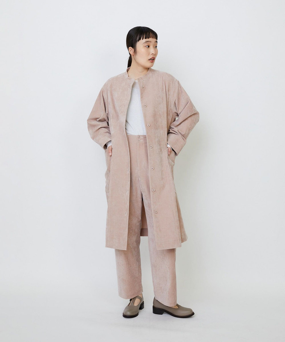 LOISIR シャンブレーベルベットワンピースコート ピンク