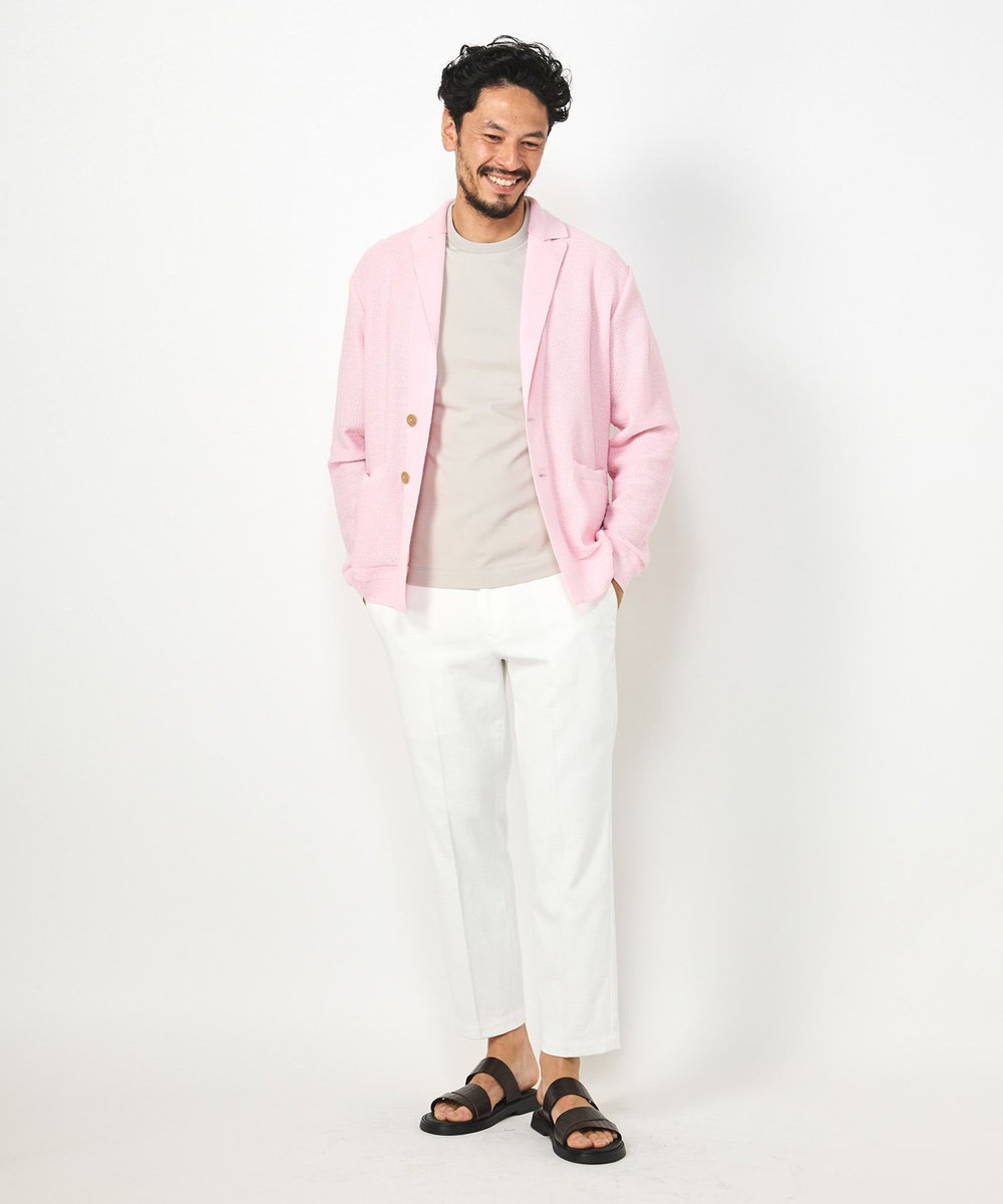 MEN'S BIGI ジャケットデザインニット ピンク