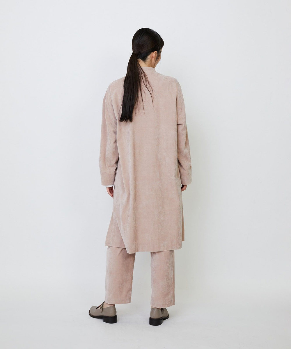 LOISIR シャンブレーベルベットワンピースコート ピンク