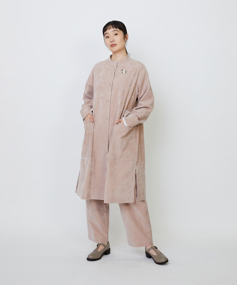 LOISIR シャンブレーベルベットワンピースコート ピンク