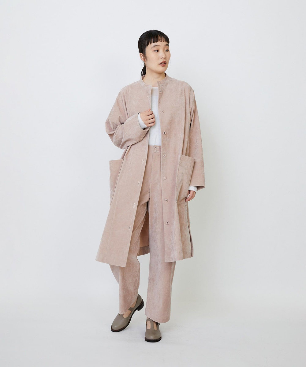 LOISIR シャンブレーベルベットワンピースコート ピンク