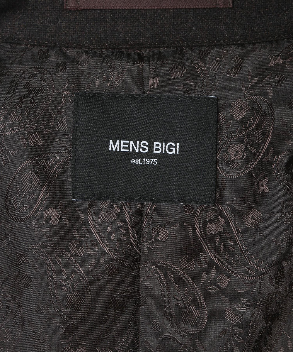 MEN'S BIGI トライスピンループツイードトレンチコート ボルドー
