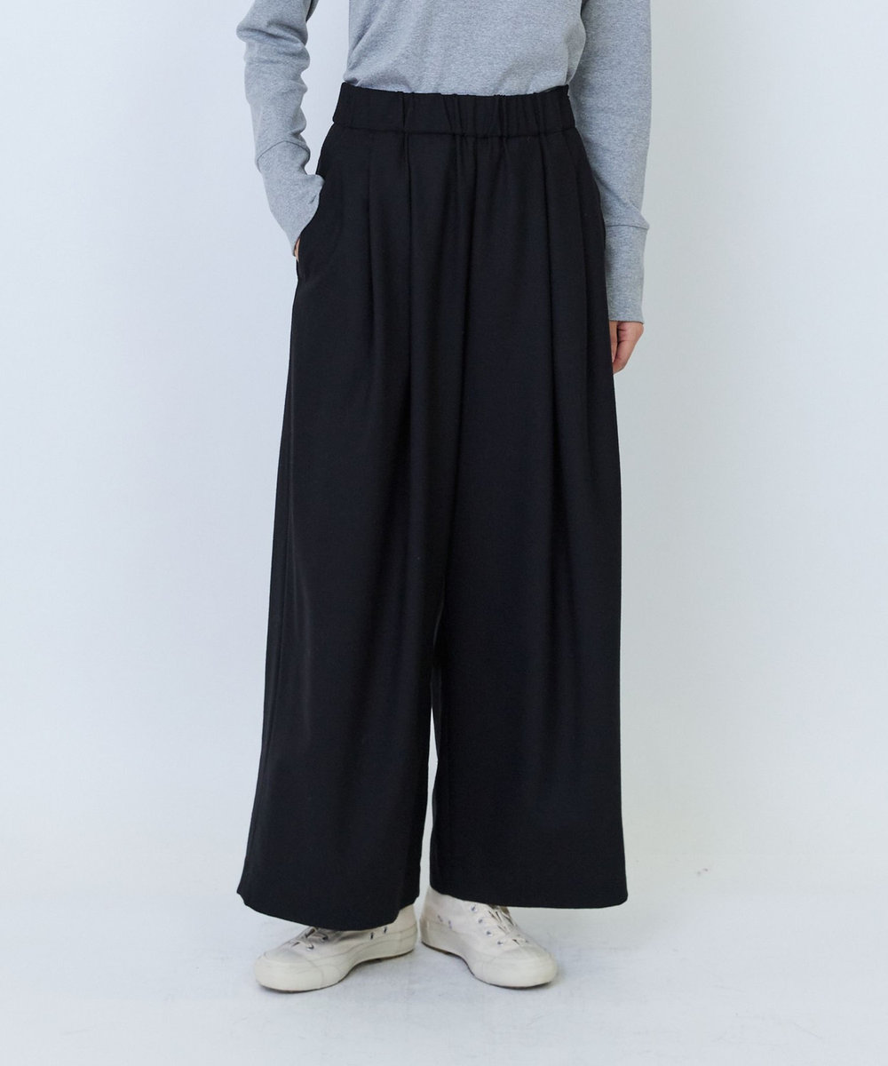 LOISIR エステルウールサキソニーワイドパンツ グリーン系その他