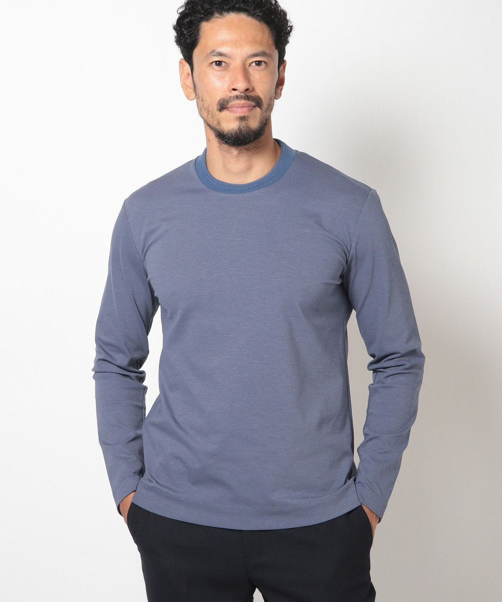 MEN'S BIGI 【ACTIVE TAILOR】シルケットスムースクルーネックロングTシャツ ブルー系その他