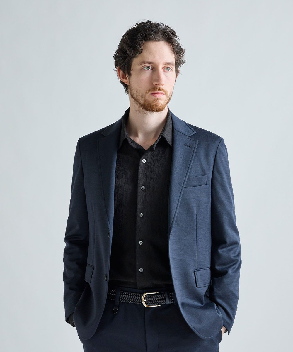 MEN'S BIGI 《別注》COLE HAAN ウールブレンドシャイニーポンチセットアップジャケット ネイビー