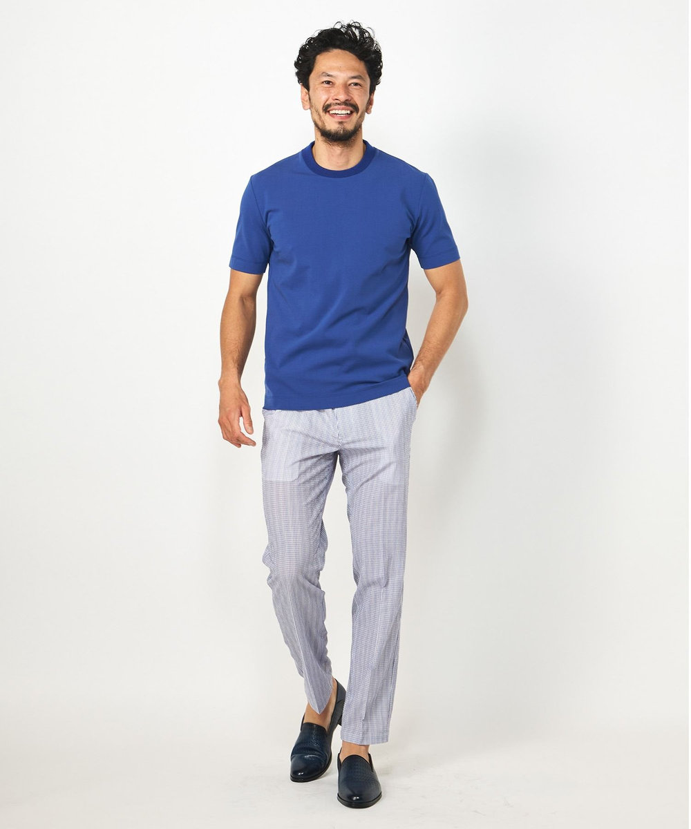 MEN'S BIGI 【ACTIVE TAILOR】シルケットスムースクルーネックTシャツ ブルー