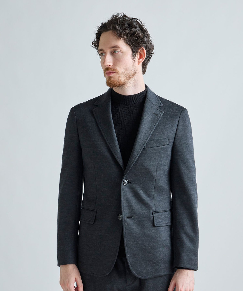 MEN'S BIGI 《別注》COLE HAAN ウールブレンドシャイニーポンチセットアップジャケット チャコールグレー