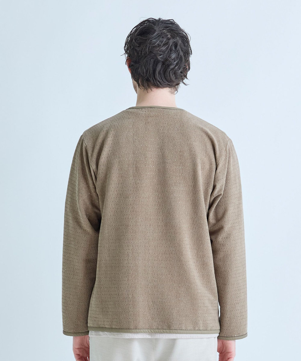 MEN'S BIGI シアーメッシュスエード ジップカーディガン＜通気性＞＜ストレッチ＞ ベージュ