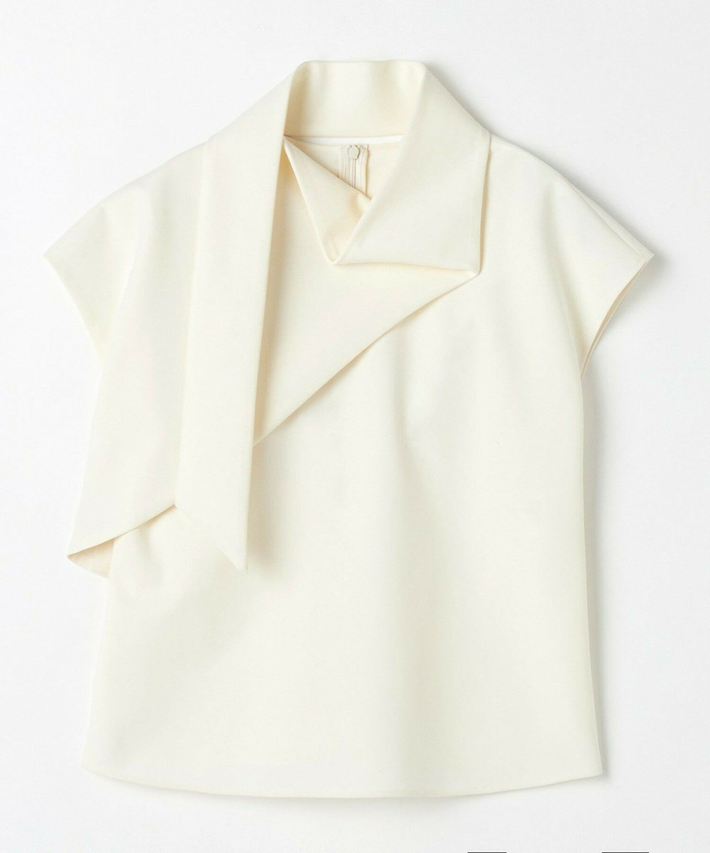 L'EQUIPE COUTURIER 60/2Vダブルクロスブラウス ホワイト