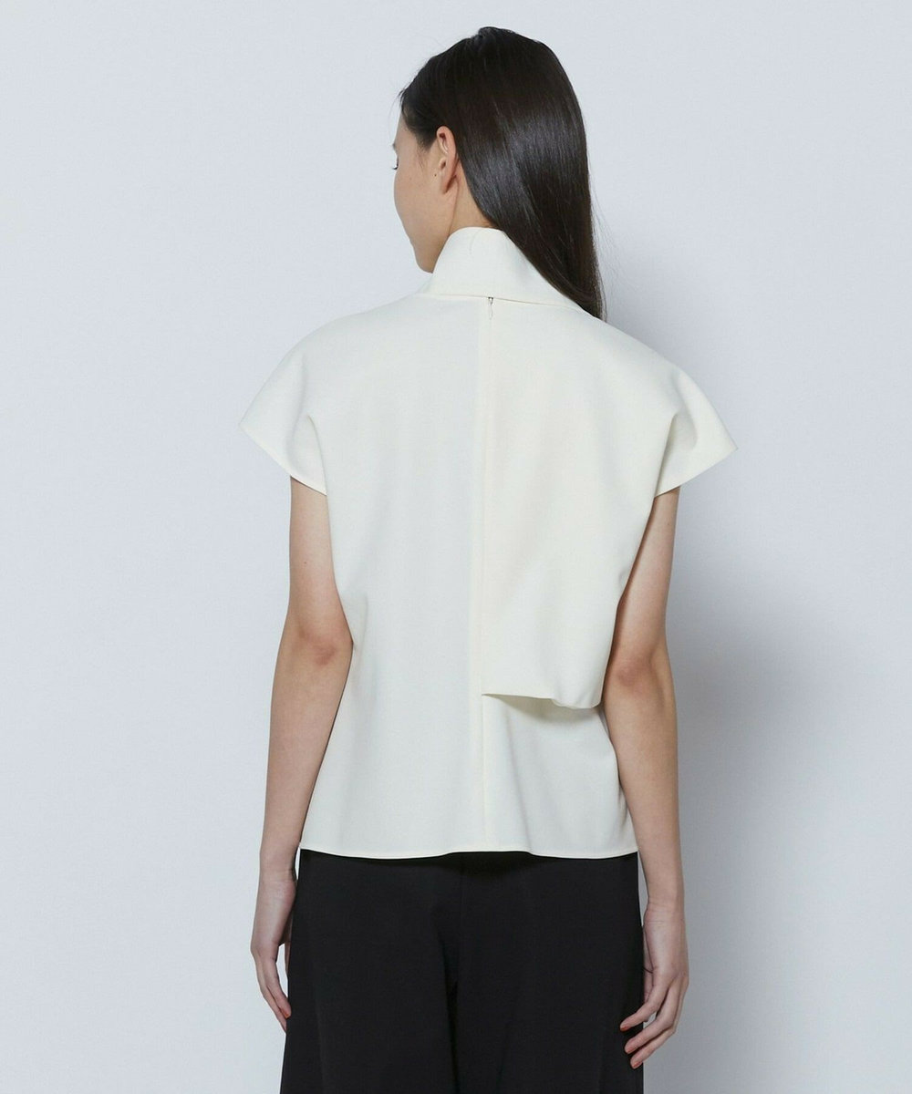 L'EQUIPE COUTURIER 60/2Vダブルクロスブラウス ホワイト