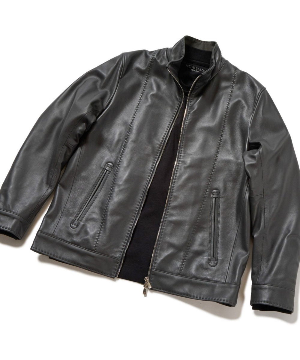 MEN'S BIGI クロームタンニングレザージャケット ダークグレー