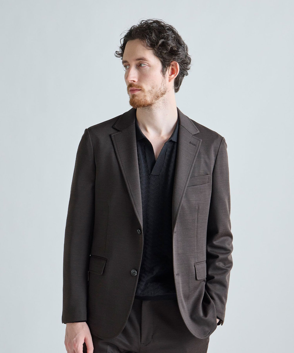 MEN'S BIGI 《別注》COLE HAAN ウールブレンドシャイニーポンチセットアップジャケット ブラウン