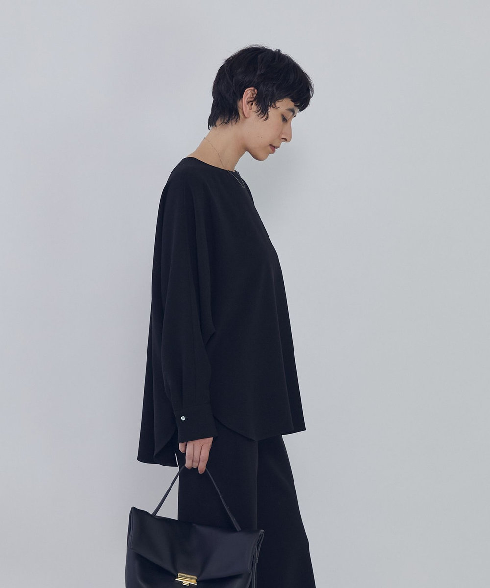 1er Arrondissement ダブルクロスドルマンブラウス ブラック