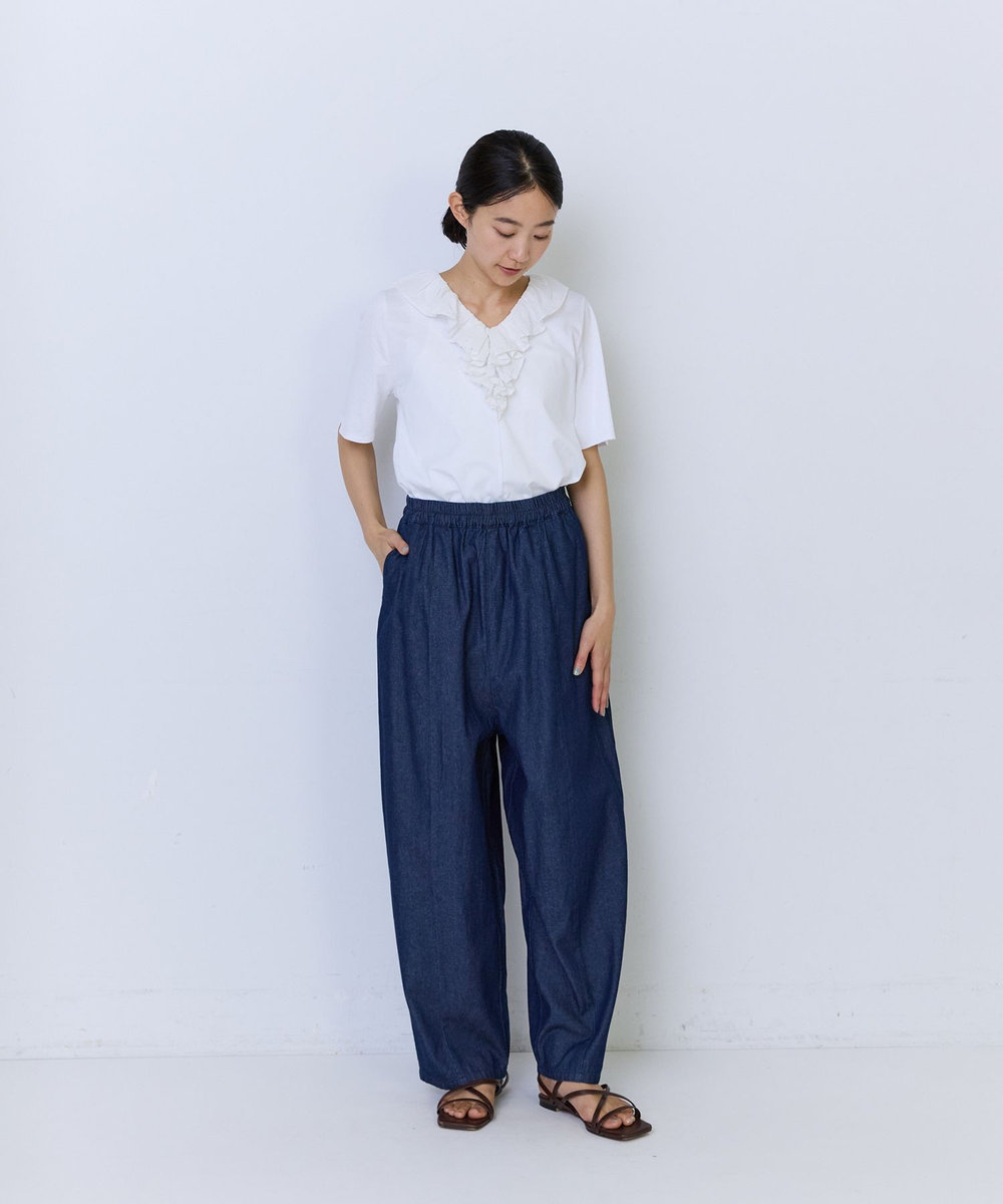 ADIEU TRISTESSE 4.8ozデニムバレルレッグパンツ インディゴブルー