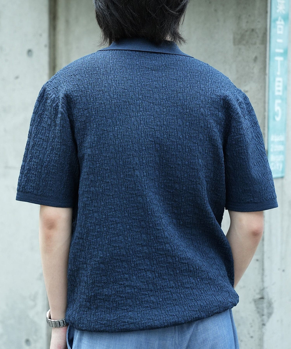 UNION STATION *WEB限定 ルーズフィットジャガードスキッパーポロ ネイビー