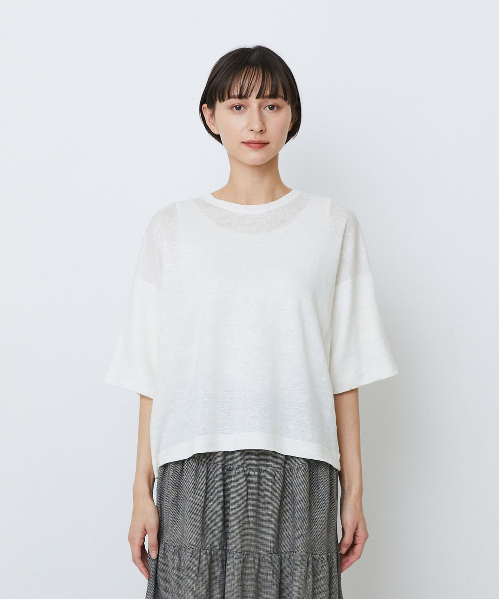 LOISIR リネン天竺ショートTシャツ ホワイト