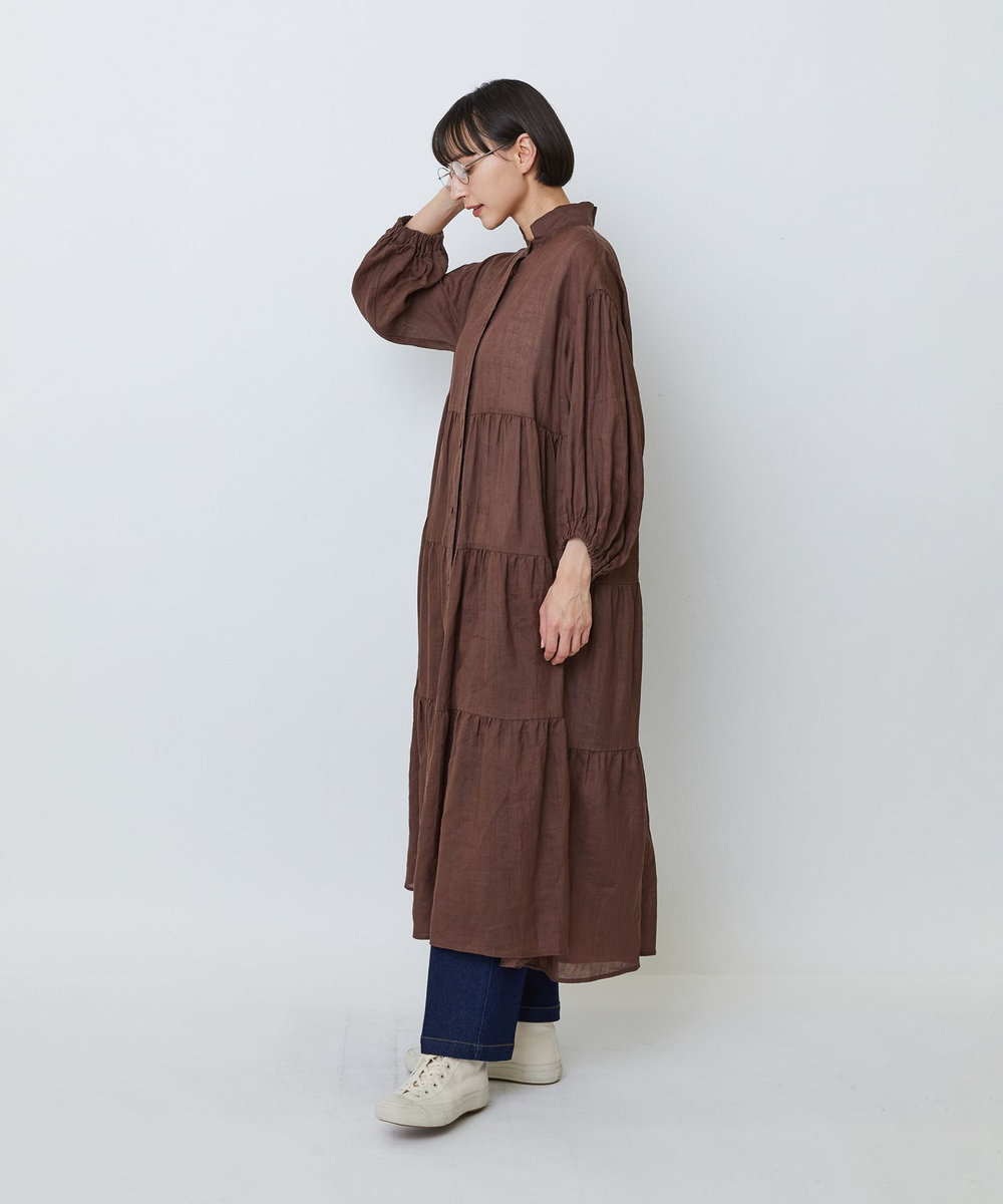 LOISIR ラミーティアードワンピース ブラウン