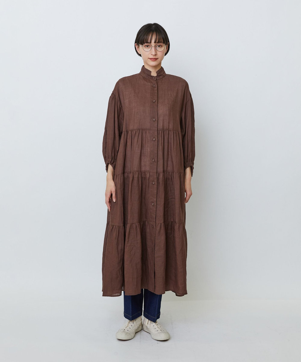 LOISIR ラミーティアードワンピース ブラウン