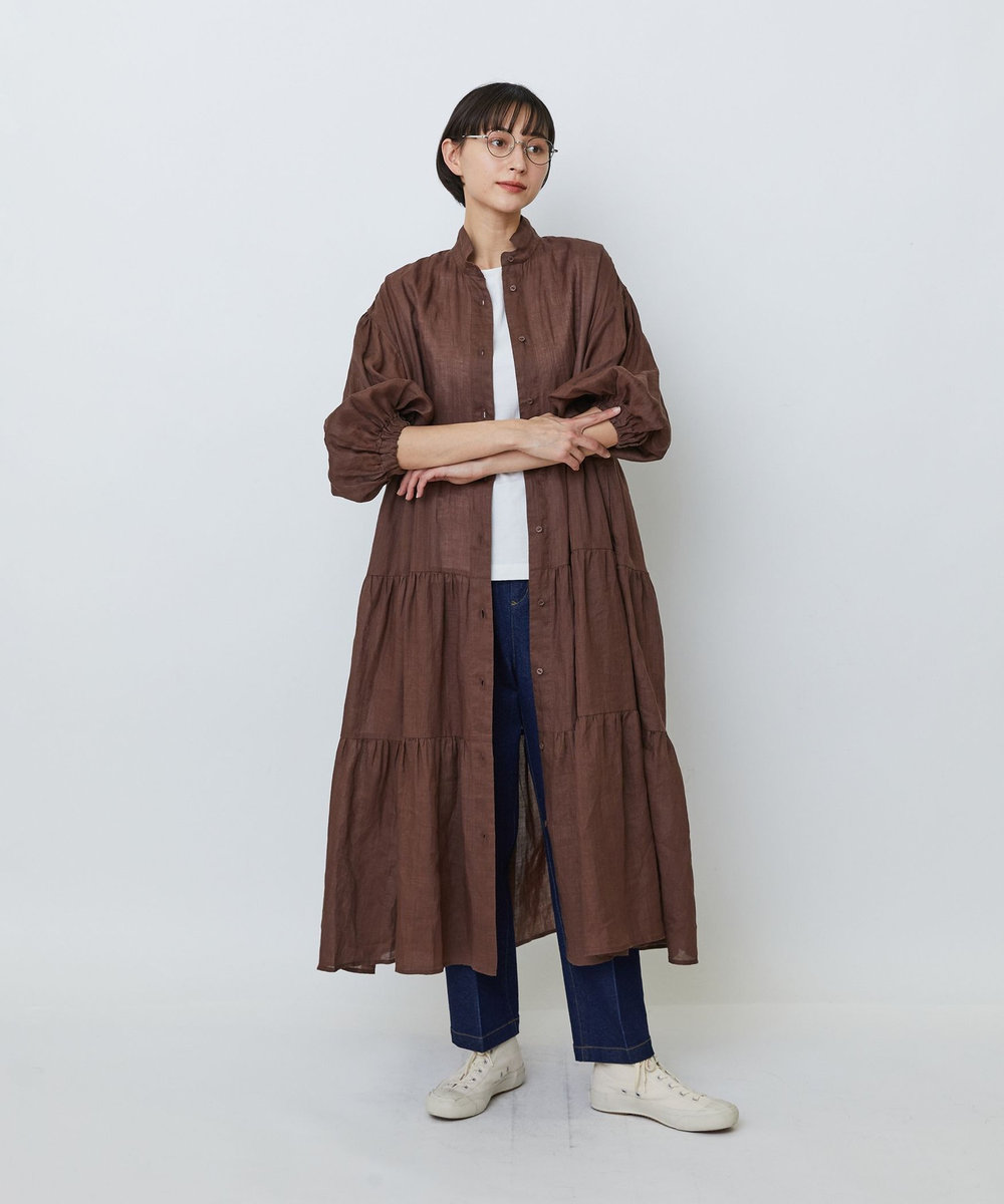 LOISIR ラミーティアードワンピース ブラウン
