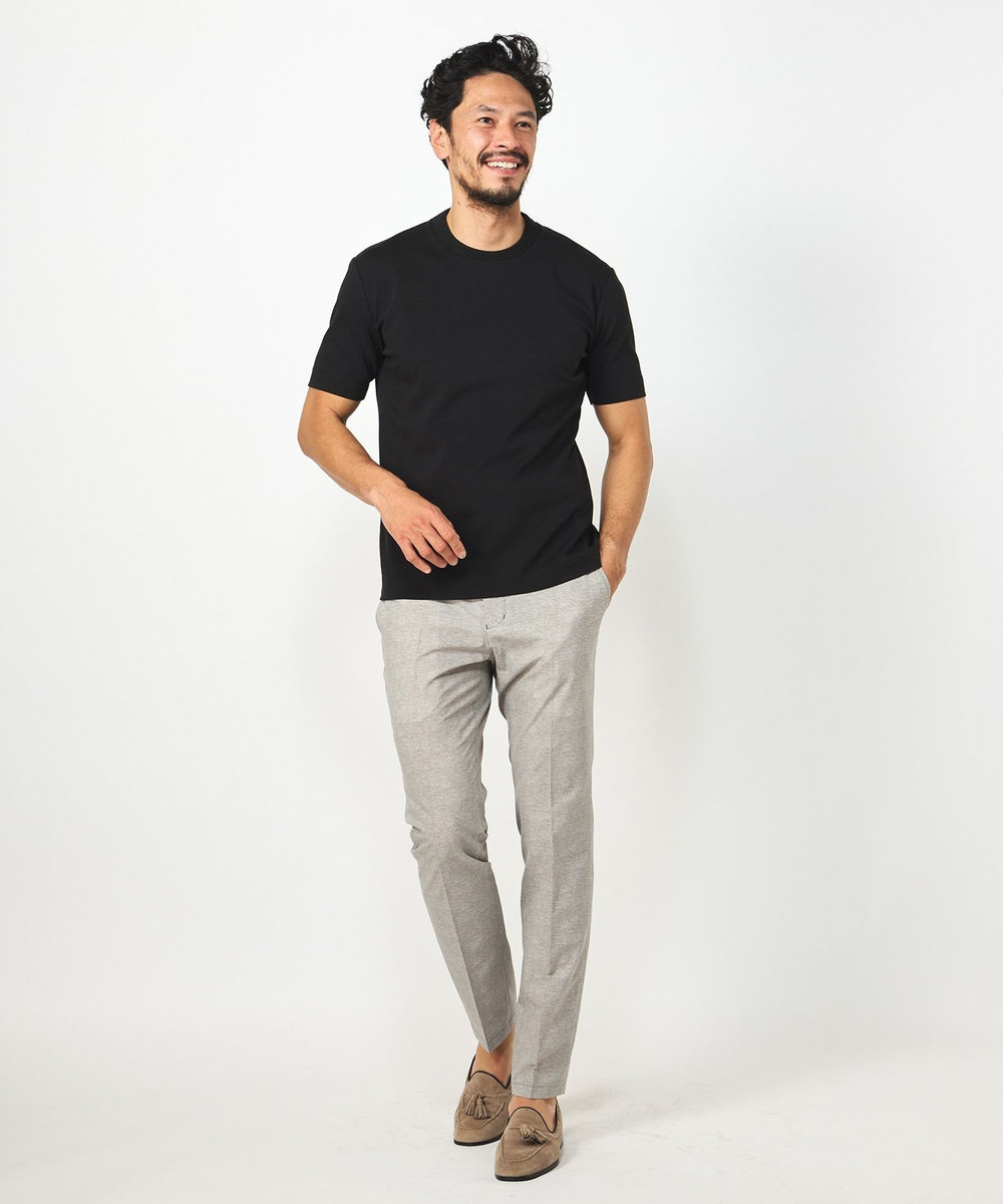 MEN'S BIGI 【ACTIVE TAILOR】シルケットスムースクルーネックTシャツ ブラック