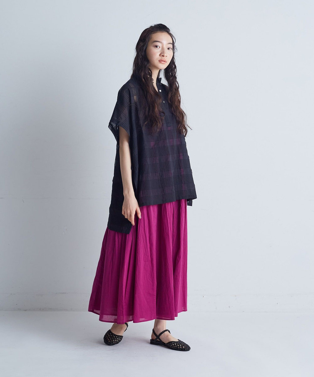 congés payés ADIEU TRISTESSE シアーチェックブラウス ブラック