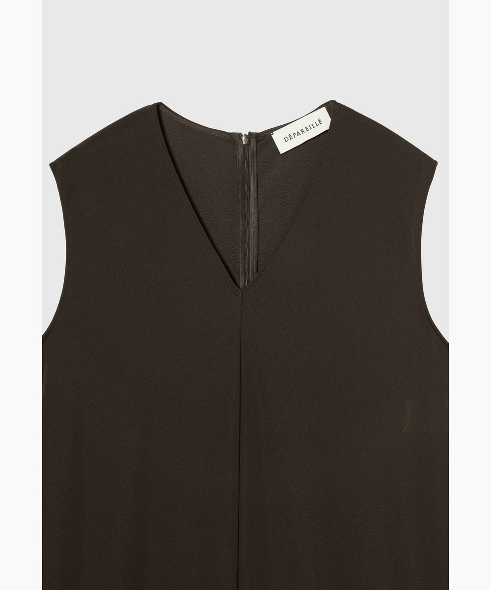DÉPAREILLÉ TRIACETATE JERSEY COMBINAISON / トリアセテートジャージーコンビネゾン ブラウン