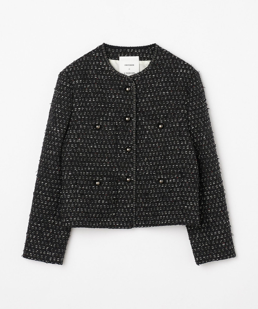 L'EQUIPE COUTURIER LINTONツイードノーカラージャケット ブラック