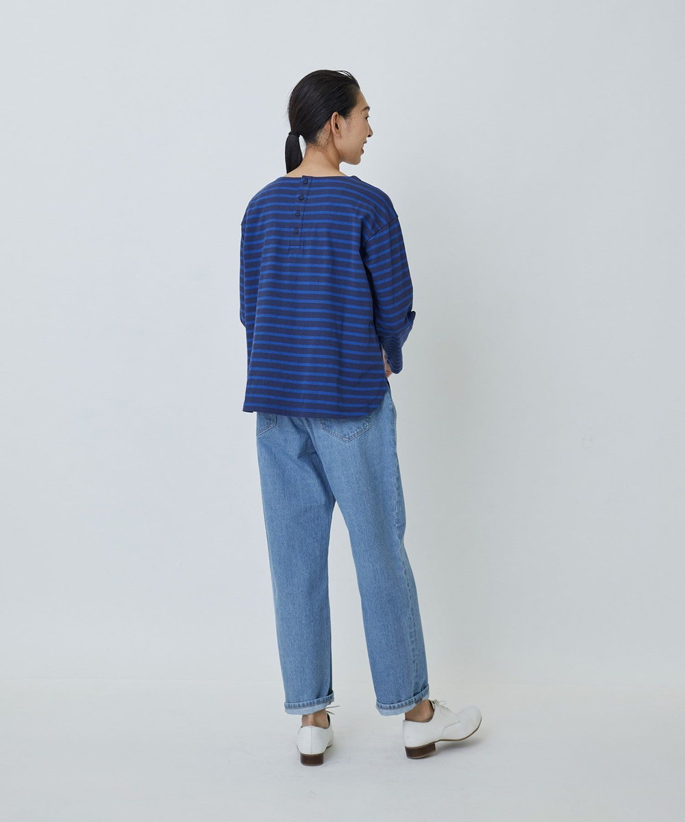 LOISIR コットン天竺ボーダーバスクシャツ ブルー系その他