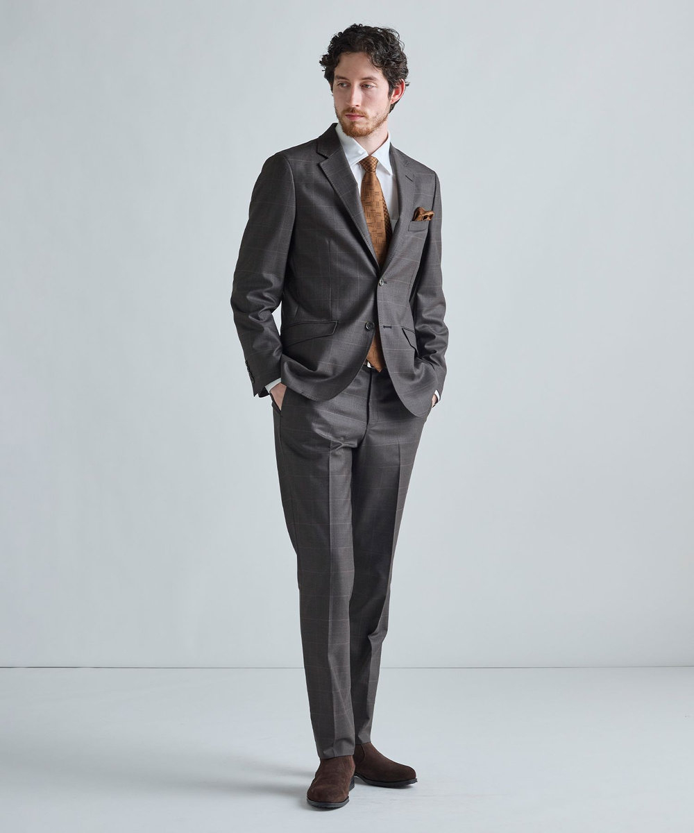 MEN'S BIGI ジオメトリック柄 シルクチーフ オレンジ