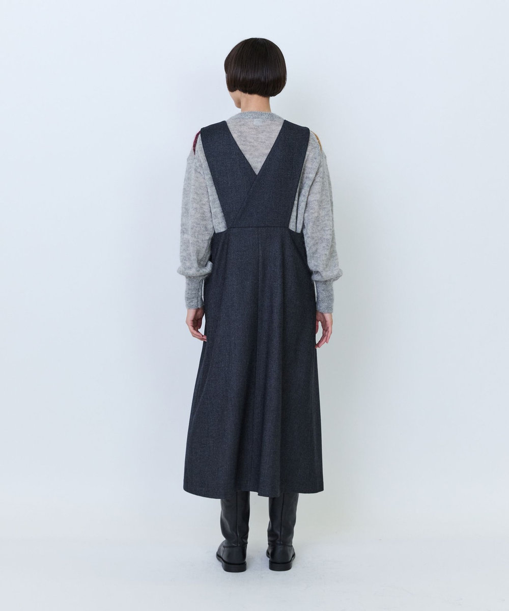 LOISIR クラシカルツイードジャンパースカート チャコールグレー