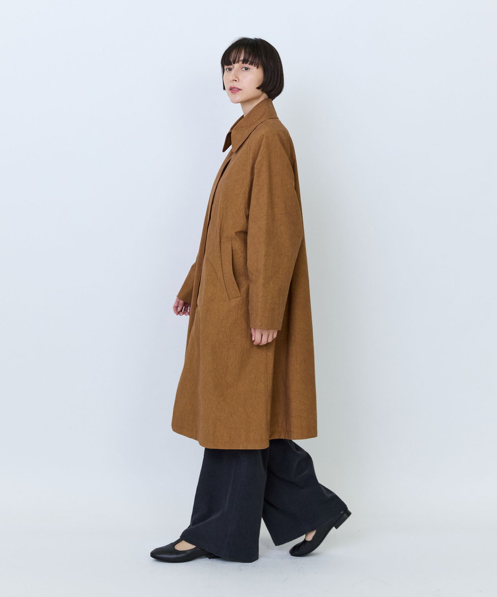LOISIR グランジコットンポプリンステンカラーコート［ライナー着脱可］ ブラウン