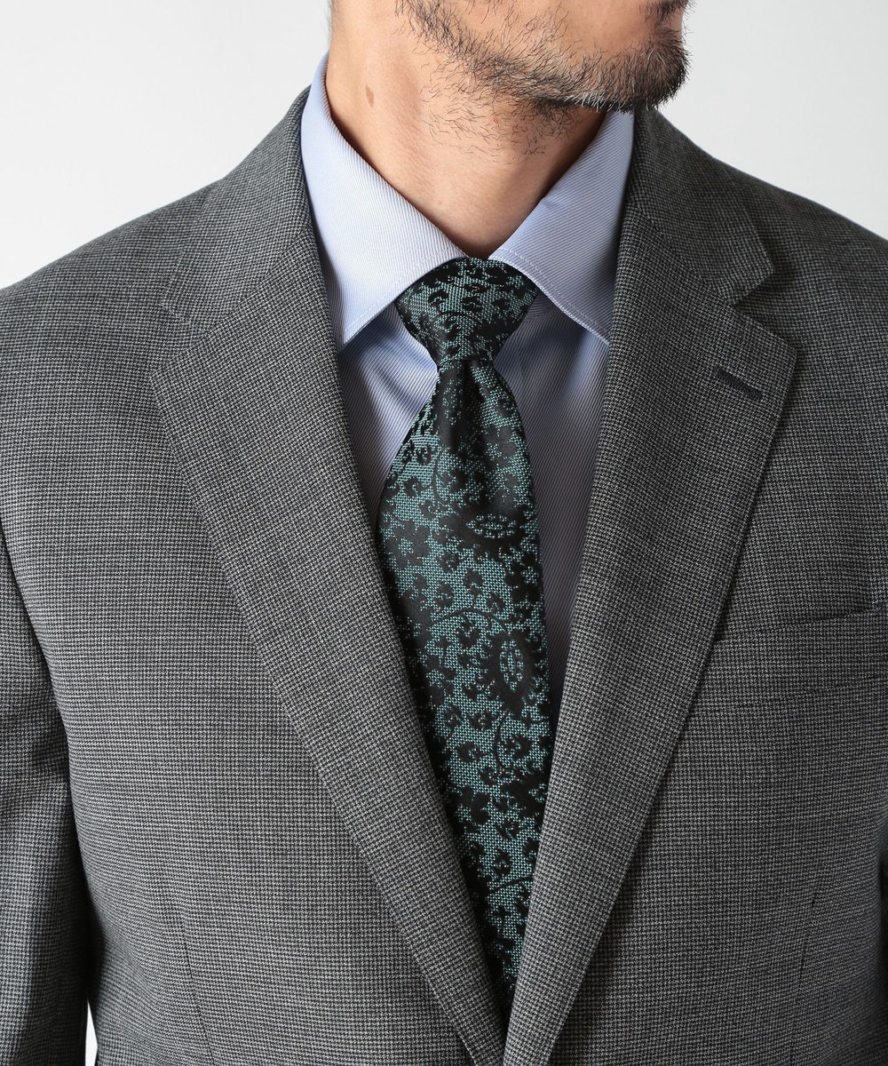 MEN'S BIGI 【TIE YOUR TIE(タイユアタイ)】シャドーフラワー柄ネクタイ ターコイズブルー