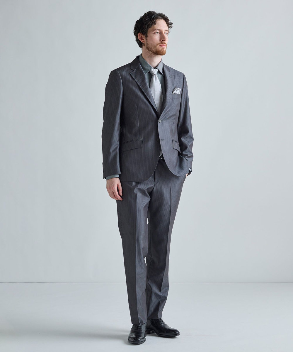 MEN'S BIGI ジオメトリック柄 シルクチーフ シルバー