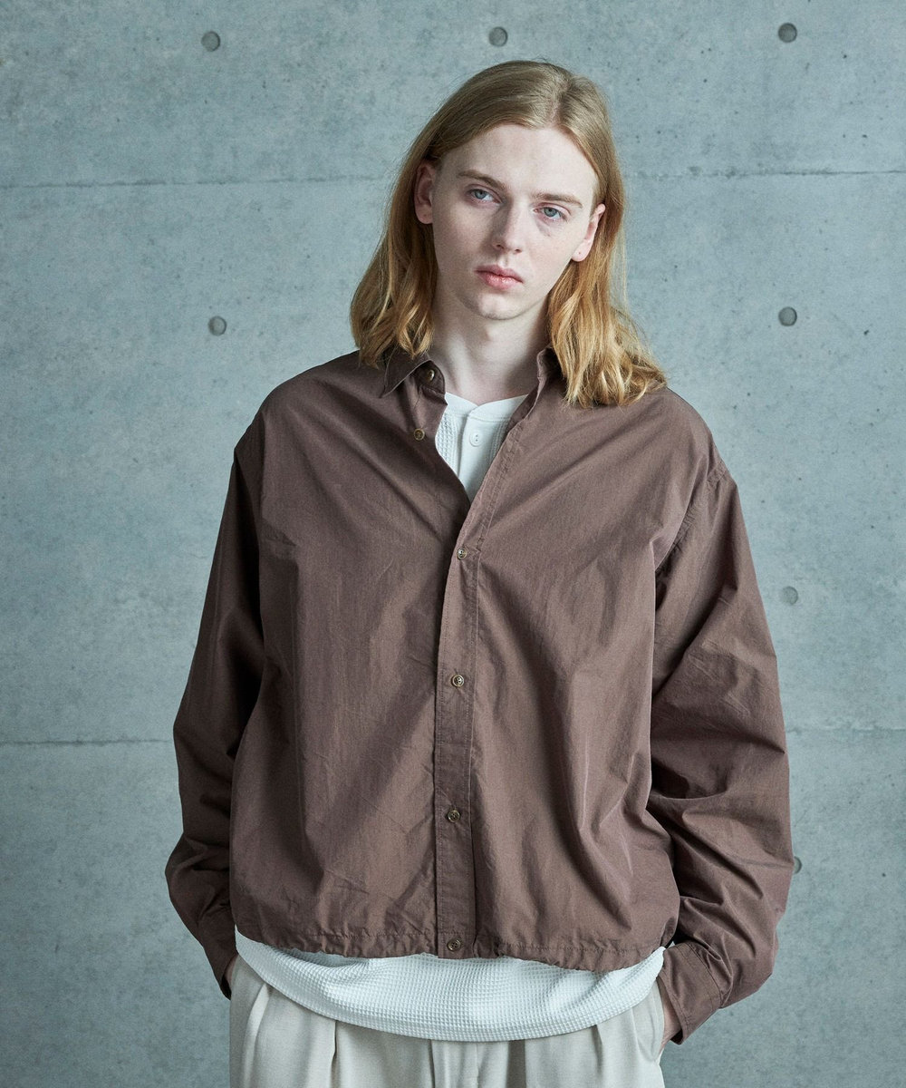 MEN'S BIGI コットンナイロンドローコードシャツ ブラウン