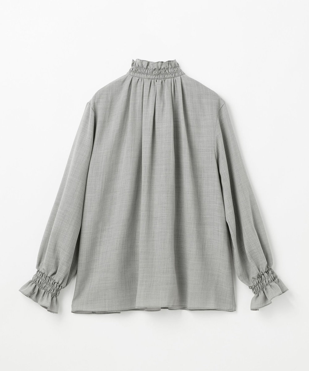 DÉPAREILLÉ POLY WOOL VIYELLA FRILL BLOUSE / ポリウールヴィエラフリルブラウス グレー