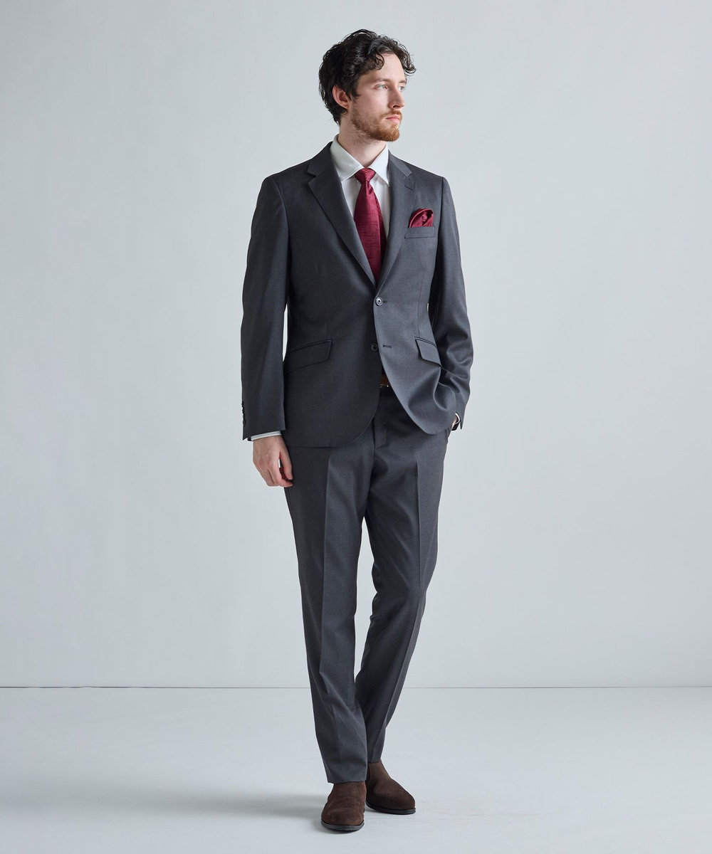 MEN'S BIGI ジオメトリック柄 シルクチーフ ボルドー