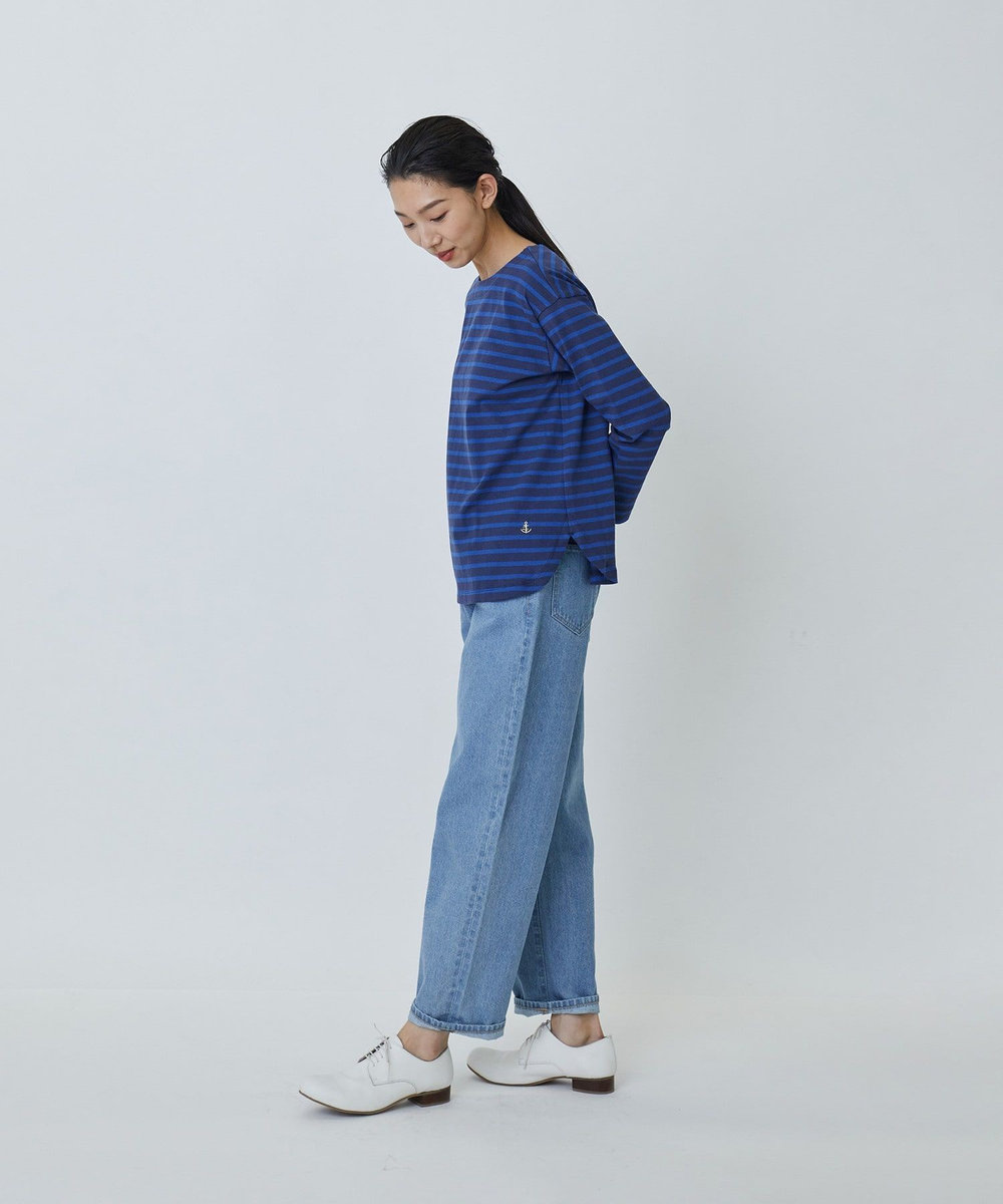 LOISIR コットン天竺ボーダーバスクシャツ ブルー系その他