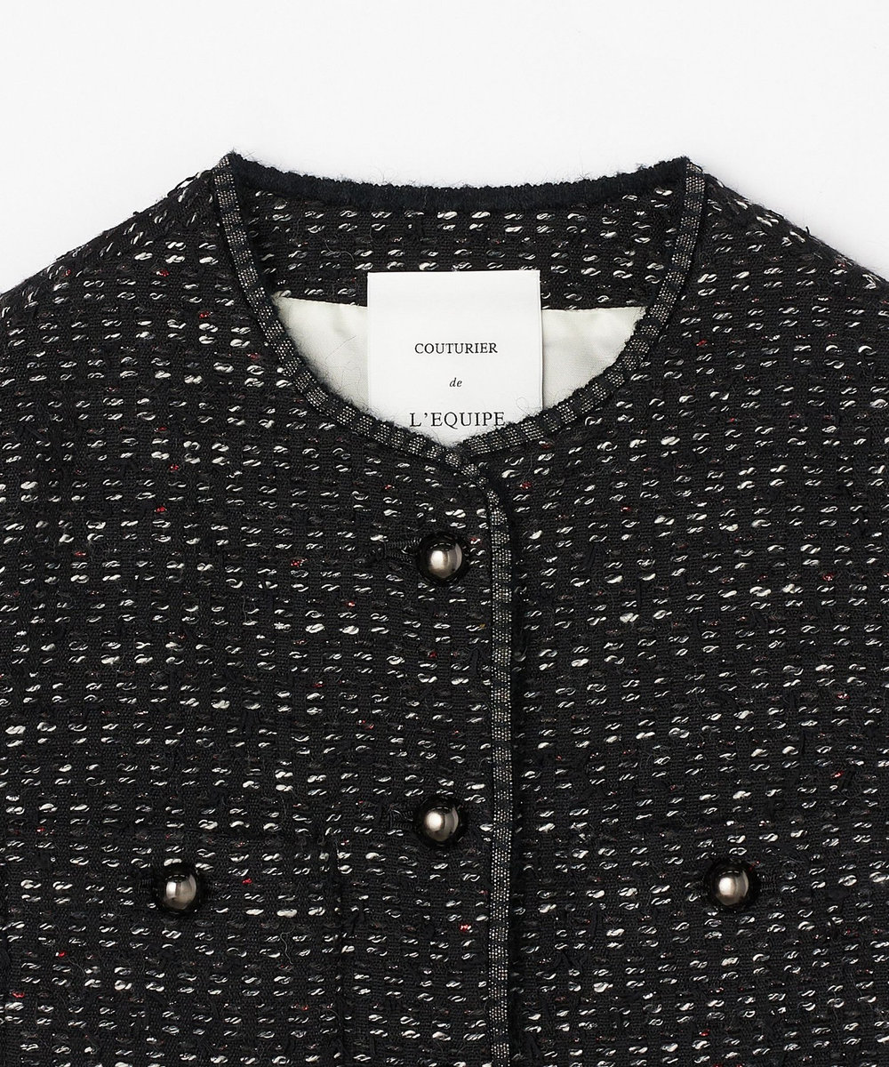 L'EQUIPE COUTURIER LINTONツイードノーカラージャケット ブラック