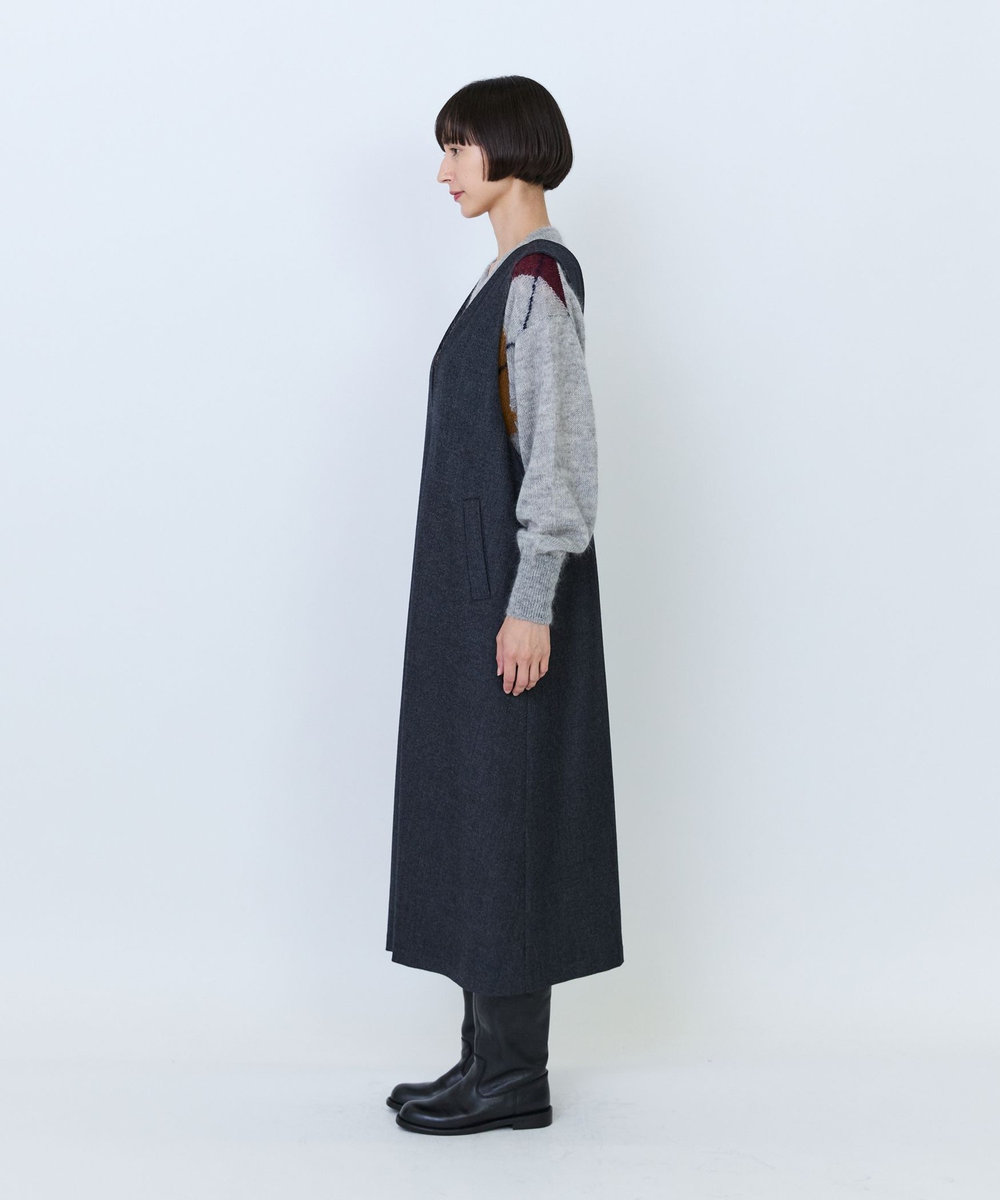 LOISIR クラシカルツイードジャンパースカート チャコールグレー